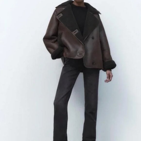 Zara Relaxed Double Faced Faux Shearling Jacket XS - Picture 9 of 10